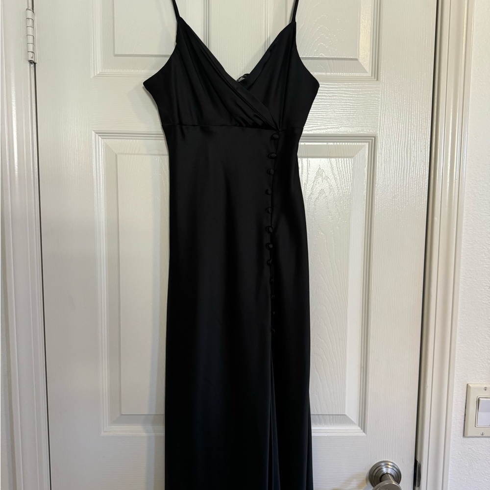Zara Black Maxi Dress with Button Detail